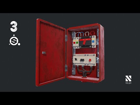 Game Asset Electrical Fuse Box, Autodesk3ds Max, Substance