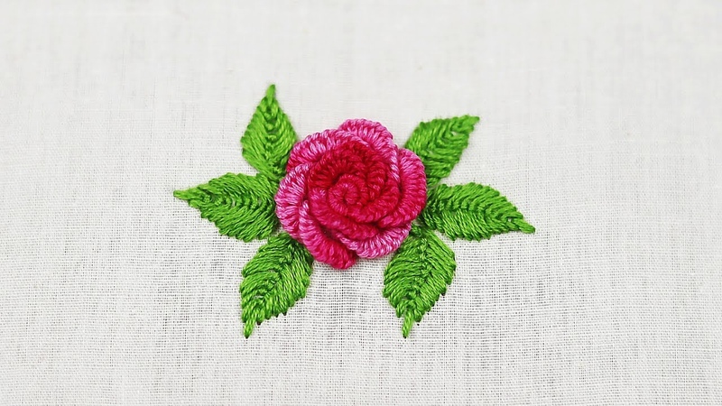 Hand Embroidery Cast on Stitch Rose Embroidery Design, Brazilian