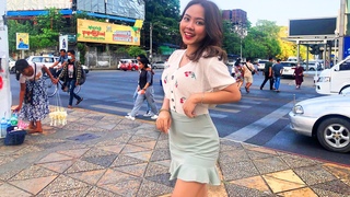 Burmese girl explores street food in Downtown Yangon