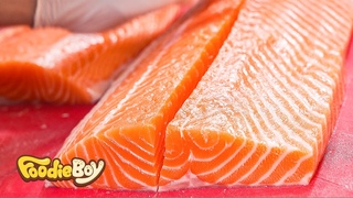 !     / How to make salmon sushi and Giant Rice Roll