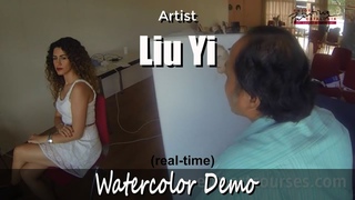 Master Liu Yi Watercolor Portrait Painting Demonstration Model: Mona Omrani