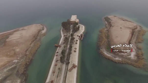Aerial photographs of the water pumping station in the town of Brive Alkhvsh eastern Aleppo after its