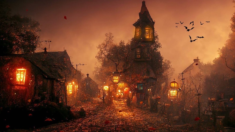 Halloween Ambience Abandoned Haunted Town, Spooky Sounds, Relaxing Halloween
