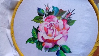 Painting/Watercolor type rose flower fabric painting /Fabric painting technique.