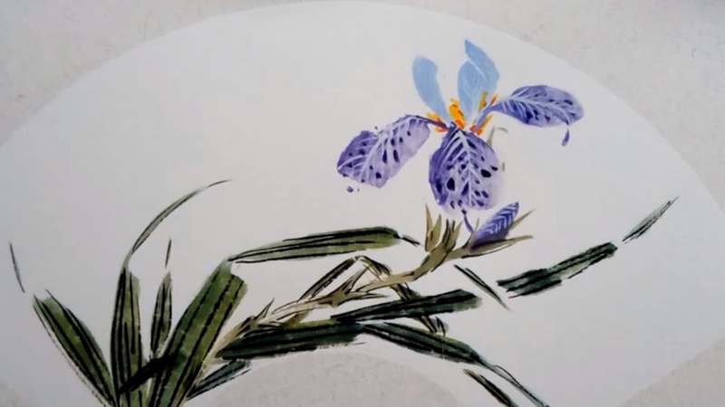 Chinese brush art of Purple iris