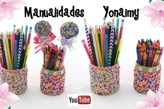 PORTALAPICES  COLORIDOS HECHOS CON MATERIALES RECICLADOS .-  CAN PENCIL HOLDER