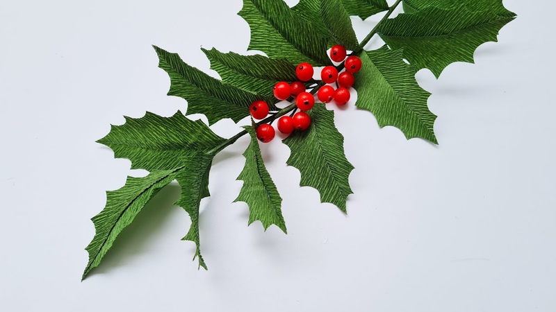 How To Make Christmas Holly Branch, Paper Flower, Góc nhỏ
