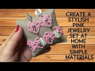 DIY Pink Jewelry Set: Easy Bracelet, Earrings, and Ring at Home