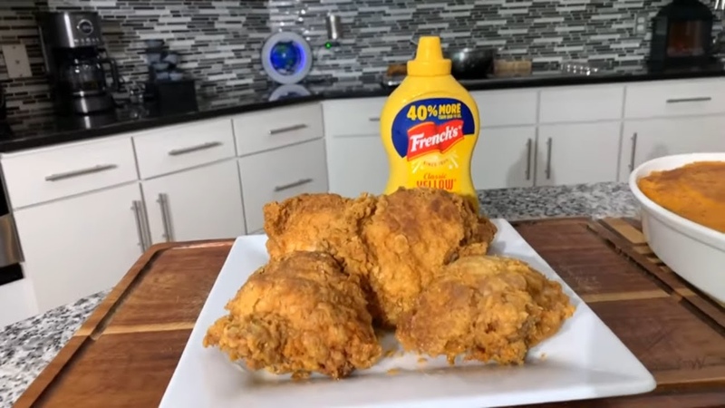 Mustard fried chicken dinner
