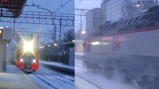 Электропоезд ЭС2Г- Ласточка и Электровоз ЭП20- с фирменным поездом Калерия