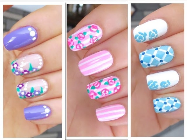 3 Easy and Cute Nail Art with Flowers ( Spring