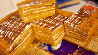 Карамельный МЕДОВИК за 30 минут БЕЗ раскатки коржей!Honey Cake recipe