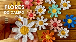 FLOR EM CROCHÊ | Flor do Campo, para aplicação em trabalhos de Crochê, linda e fácil de fazer