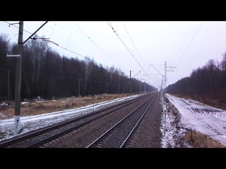 Серпуховский экспресс - ЭП2Д РЭКС летит мимо платформы 92 км зимним утром