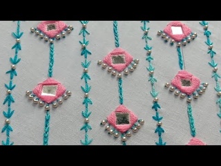 Mirror work || all over hand embroidery design tutorial by Forever art Noor