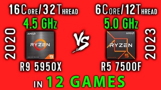 Ryzen 9 5950x vs Ryzen 5 7500F in 12 Games | R9 5950x vs R5 7500F