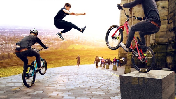 Bike vs Parkour Race through Edinburgh Scotland 8