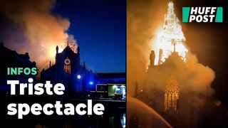 Saint-Omer, lglise de lImmacule-Conception prend feu, le clocher s'effondre