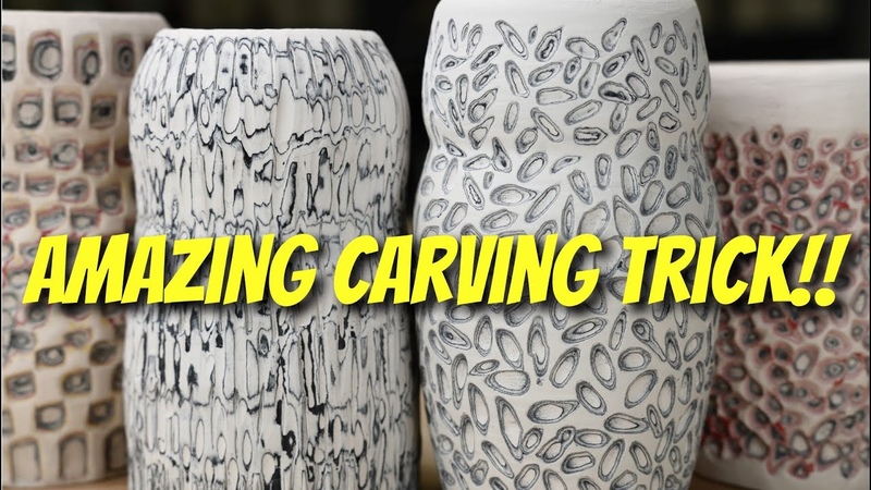 Carving Ideas for Pottery AMAZING CARVING experiment with Underglaze and
