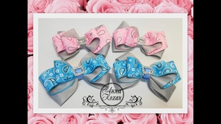 СЕРО-ГОЛУБЫЕ БАНТИКИ из репсовых лент шириной 22ммМастер классАнна Коханhair bows