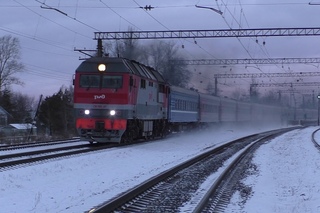 Тепловоз ТЭП70БС-177 с поездом №079 Санкт-Петербург - Калиниград