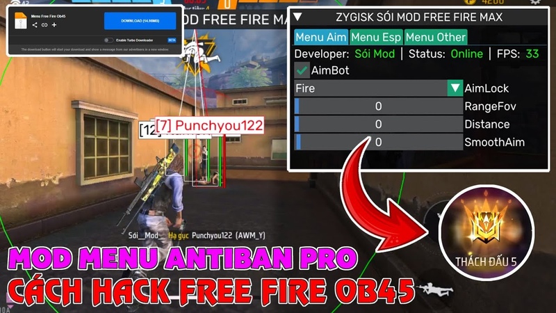 Hướng Dẫn Cách Hack Free Fire Ob45, Mod Menu Vip Anti Ban Pro, Sói