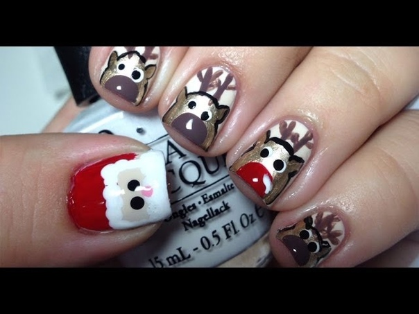 Santa Reindeer Christmas Nails