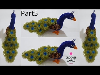 How To Make Crochet Amigurumi Peacock (Part5) Tutorial English Free Pattern For Beginner's