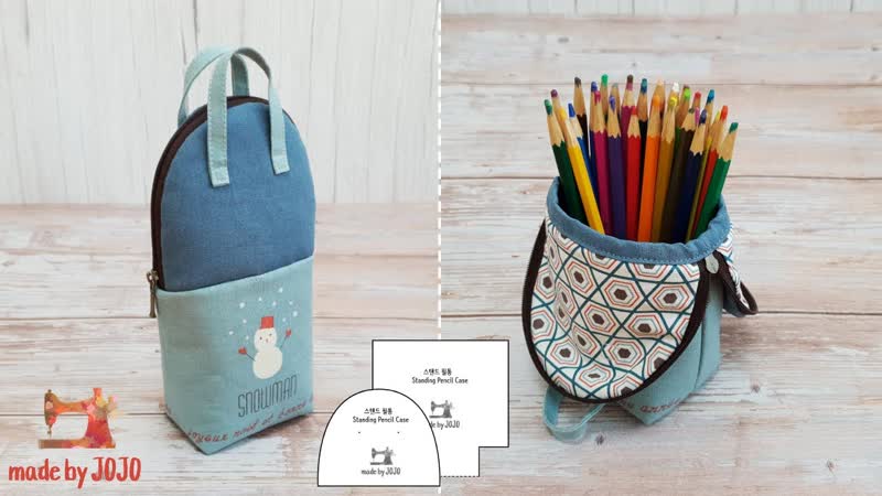 DIY Standing Pencil Case, Pencil Pouch Free Pattern gift idea 스탠드 필통