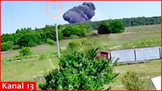 Moment the crashed passenger aircraft crashes into ground in Moscow
