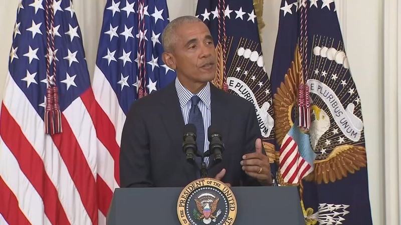 Former President Obama rallying in