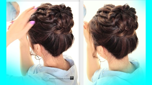 STARBURST BRAIDED BUN HAIRSTYLE, CUTE SCHOOL BRAIDS
