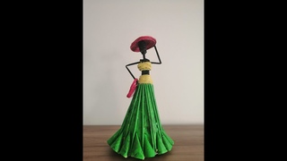 GAZETEDEN AFRKALI KADIN YAPIMI. DIY AFRCAN DALL FROM NEWSPAPER...