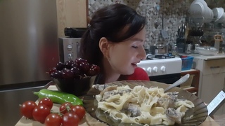 MUKBANG💥Сливочно Сырная Паста с Грибами🍄Ответы на ❓❓❓Мукбанг Не Асмр