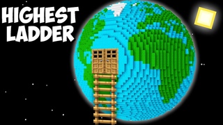 Where do THE LONGEST LADDER TO THE PLANET LEAD in Minecraft I found GIANT EARTH PLANET BASE!