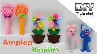 IDE KREATIF DIY - Cara Membuat Amplop Karakter Flanel | Amplop Bunga | Amplop Lolipop