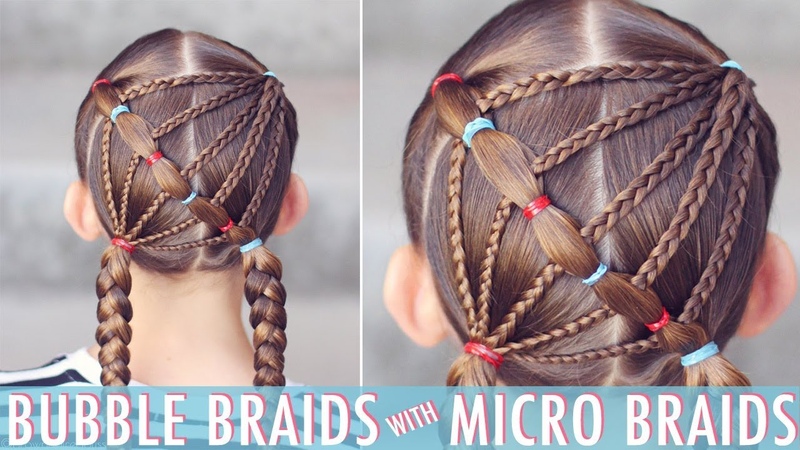 Fun Combo Style, , Bubble Braids with Micro Braids, Brown Haired