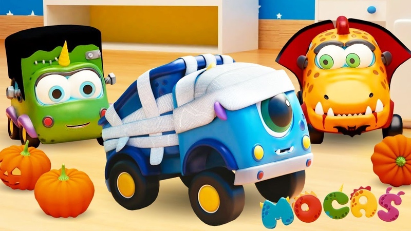New Mocas Cartoon Little Monster Cars for Kids Halloween Cartoons Mini Cars
