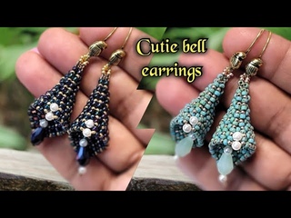 Cutie bell earrings tutorial/ Chenille Stitch earrings/beaded jewelry making