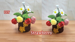 DIY Flowers: How to make a Strawberry with pipe cleaner | craft ideas by handcraft sreyneang