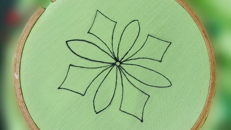 Hand Embroidery Elegant Fancy Flower Design using 2 Beautiful Filling
