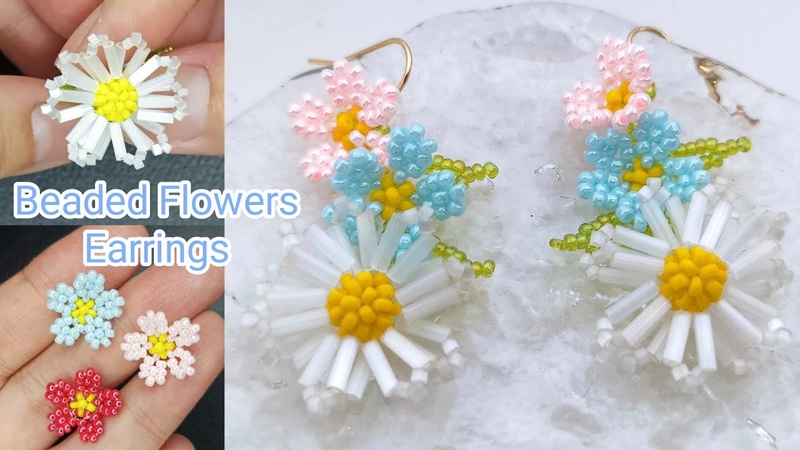 How to make beadflowers earrings Bloom tutorial 串珠教程 繁花耳環