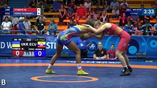 1/4 WW - 49 kg: M. VYNNYK (UKR) v. L. YEPEZ GUZMAN (ECU)