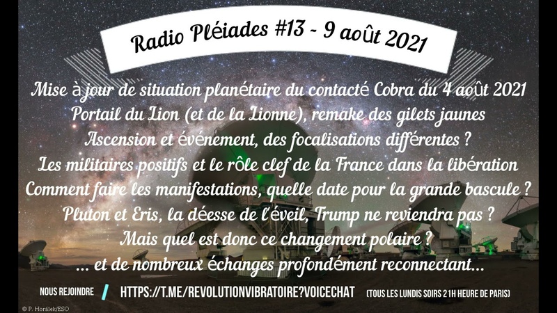 Radio Pléiades, 13 Situation planétaire au 4 août 2021 9 août