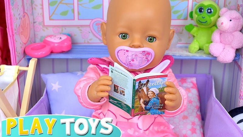 Baby Born Doll Bath time and Evening Routine in Pink