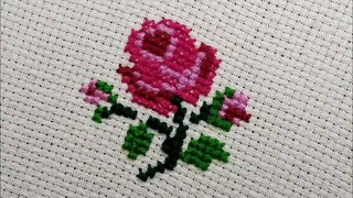 Cross Stitch  Embroidery - Rose Flower Design | Dasooti - Charsooti Kerhai