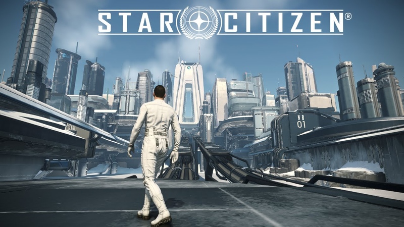 4 K Star Citizen Flying Over New Babbage City and Exploring the Planet Microtech and Its