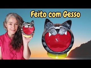 COMO FAZER UM PORTA TRECOS CABEA DE GATO COM UMA LUMINARIA PVC #vasodegesso