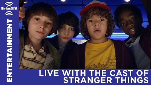 The cast of Stranger Things answering questions with Sirius XMs EW