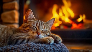 Relax with Fireplace Sounds & Cats Purring  Daily Stress Relief & Energy Boost